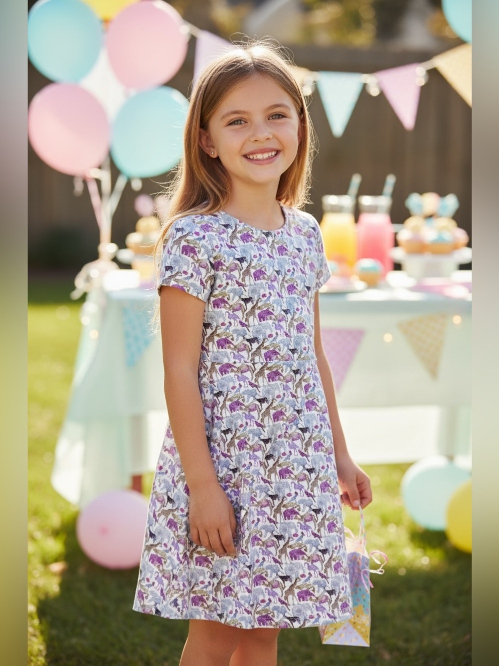 Crewcuts J.Crew Girls Safari Animal Print Cotton Dress Size 8